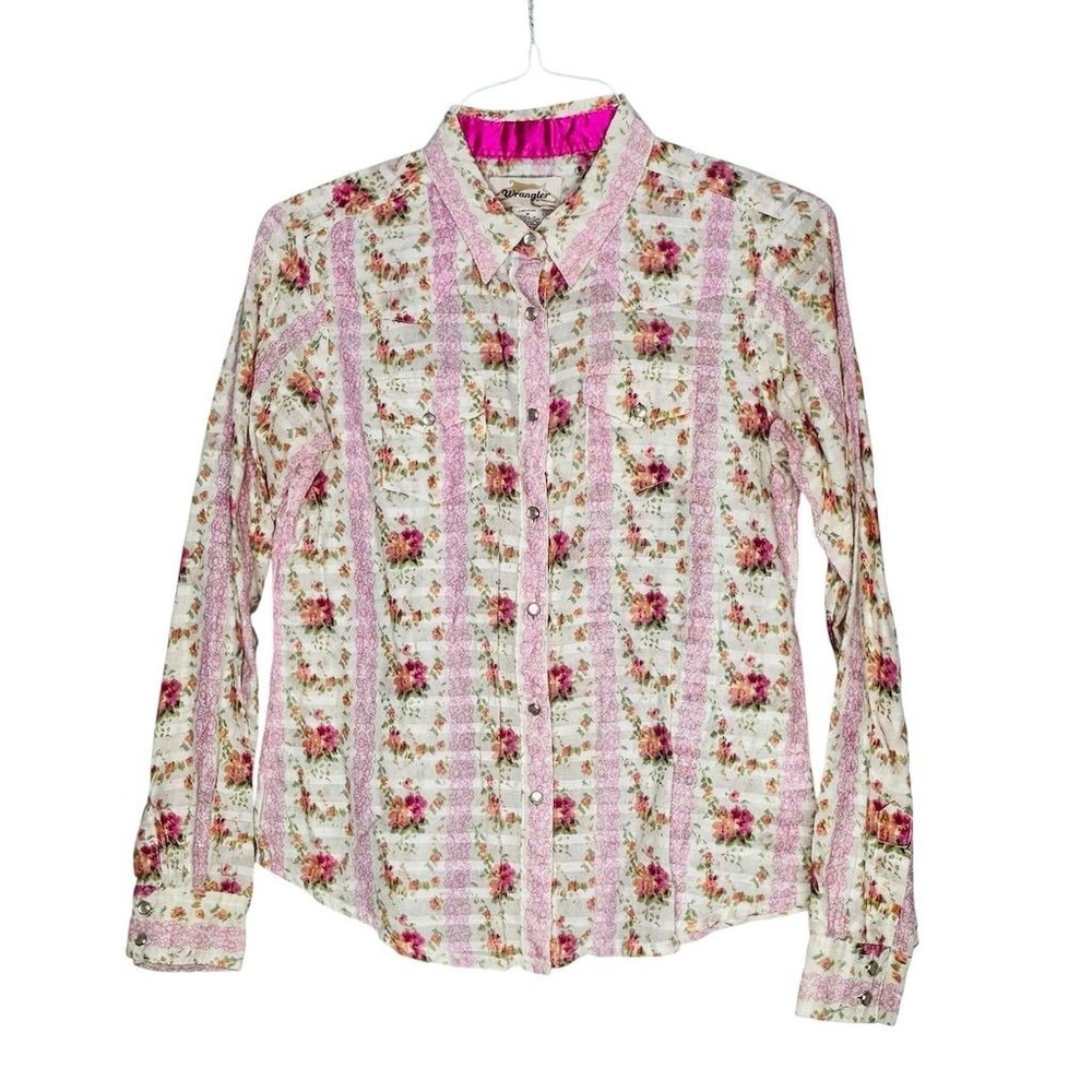 Wrangler Women's Vintage Floral Button-Down Blouse Size M Multicolor